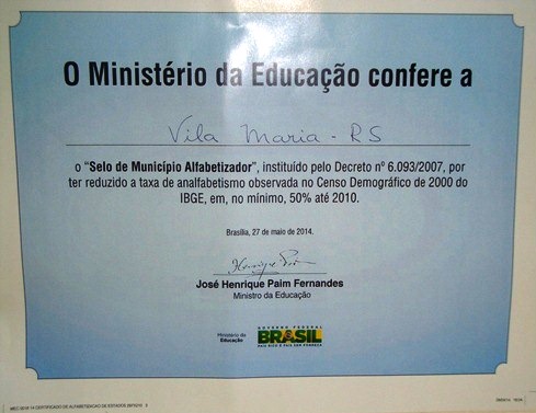 Vila Maria recebe Selo de Município Alfabetizador