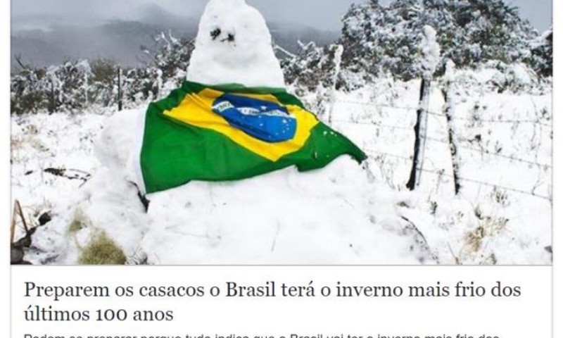 Notícia de que inverno será o mais frio do século é falsa, alerta MetSul