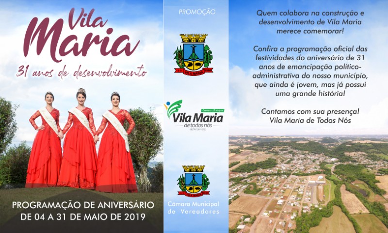 Divulgada a programação do 31º Aniversário do Município de Vila Maria