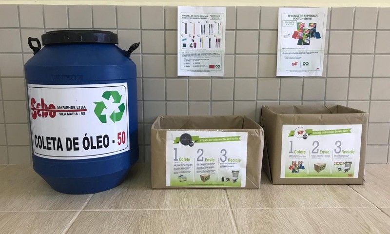 Escola Maria Busato agora é ponto de coleta de materiais de difícil reciclagem