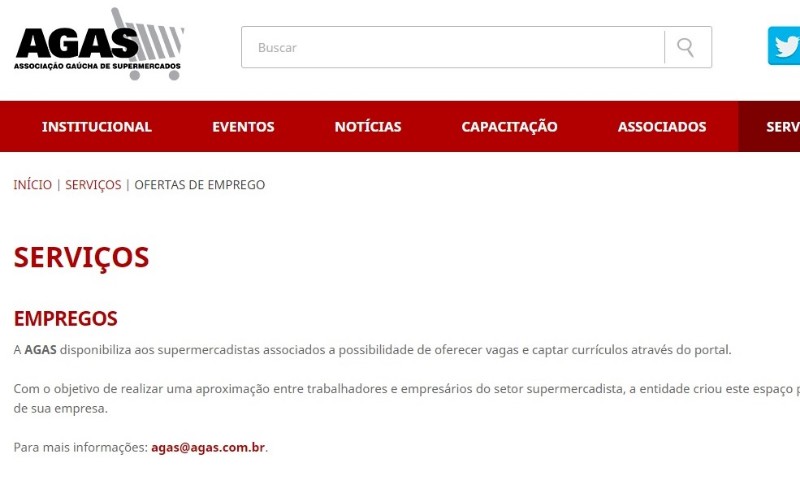 Agas oferece banco de oportunidades de  emprego em supermercados no seu site