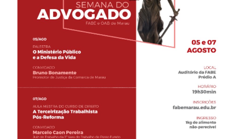 Semana do Advogado terá programação especial na FABE