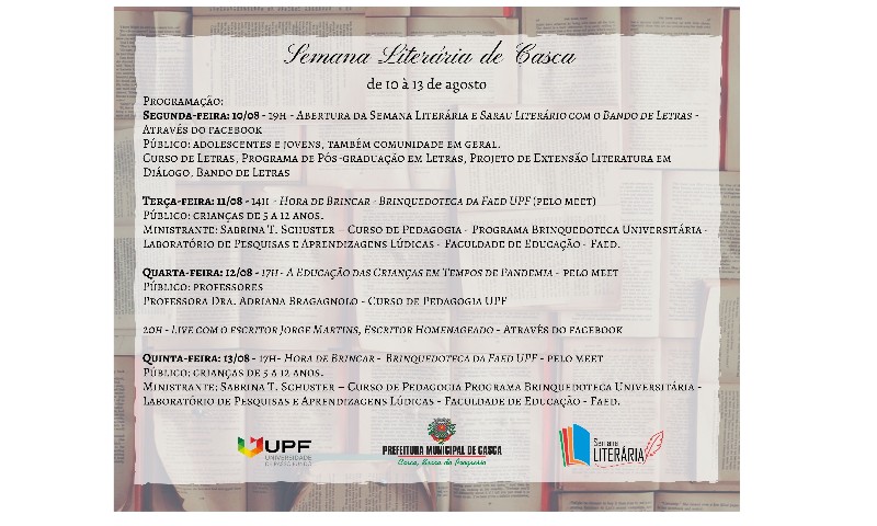 REGIÃO: Semana Literária de Casca acontece na próxima semana