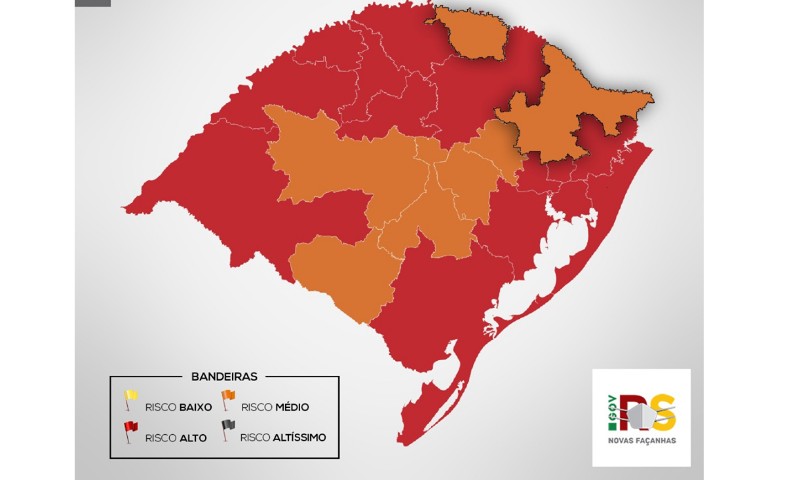 COVID-19: Mapa definitivo da 15ª rodada do Distanciamento Controlado traz 14 regiões em vermelho