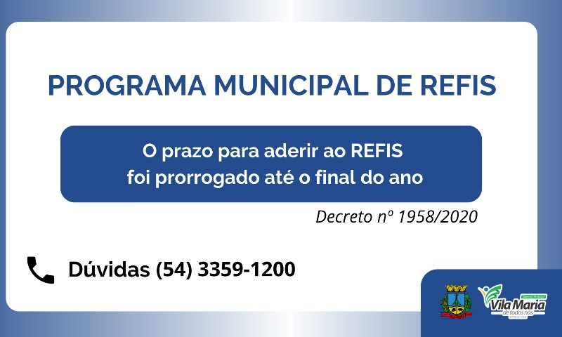 TRIBUTOS: Prazo para aderir ao Programa de REFIS do município de Vila Maria foi prorrogado até o final do ano