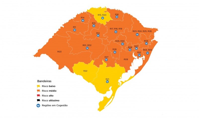 COVID-19: Após três meses, RS volta a ter regiões em bandeira amarela no mapa preliminar