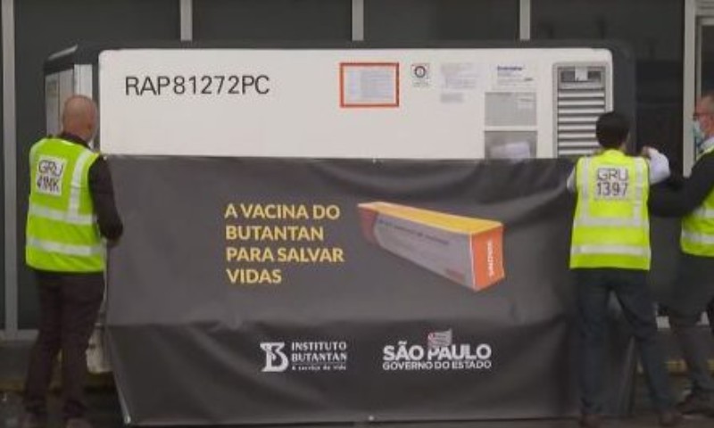 Primeiro lote da vacina Coronavac chega ao Brasil