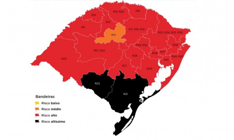 COVID-19: Pela primeira vez, Estado tem regiões em bandeira preta no mapa preliminar