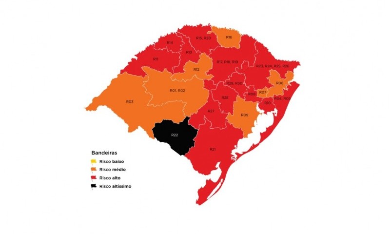 COVID-19: RS volta a apresentar bandeira preta no primeiro mapa prévio de 2021