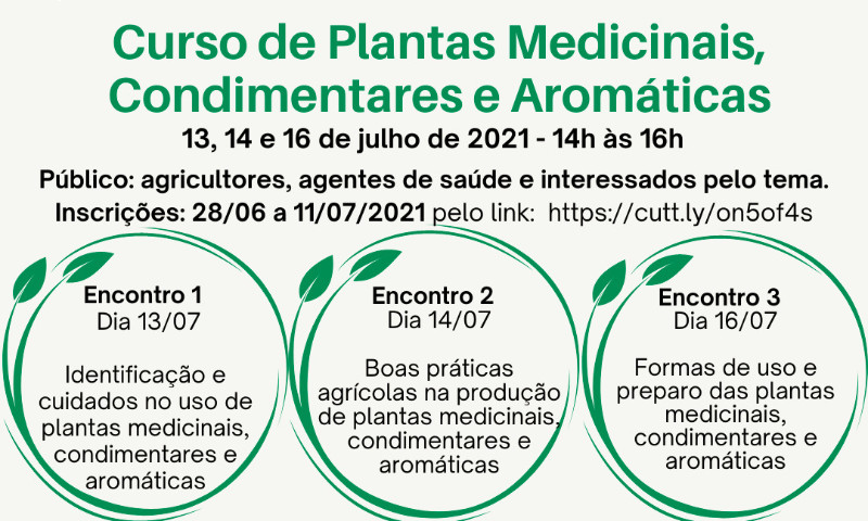 Inscrições abertas para curso de Plantas Medicinais, Condimentares e Aromáticas