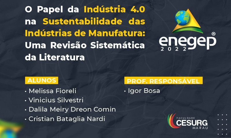 Alunos da Faculdade CESURG tem artigo aceito no maior Congresso Nacional de  Engenharia de Produção