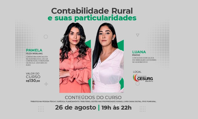 Faculdade CESURG oferece curso sobre Contabilidade Rural