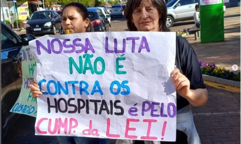 MOBILIZAÇÃO: Técnicos de enfermagem e auxiliares realizam ato em Marau