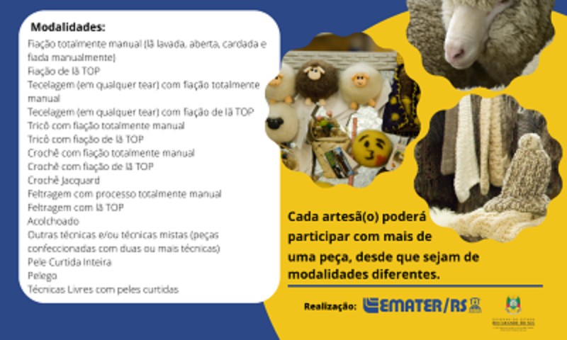Concurso de Artesanato em Lã e Pele Ovina do RS está com inscrições abertas