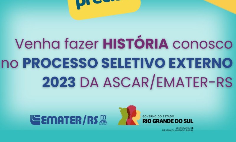 Emater/RS-Ascar prorroga inscrições para Processo Seletivo Externo