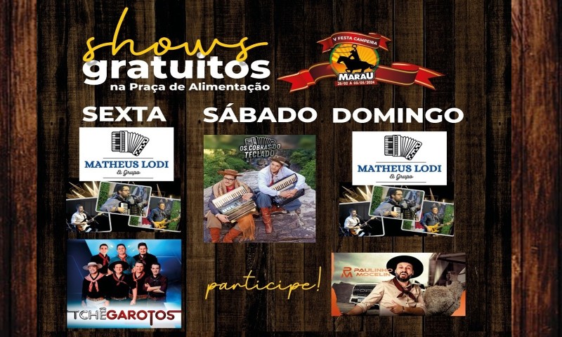 REGIÃO: Shows gratuitos marcam V Festa Campeira de Marau