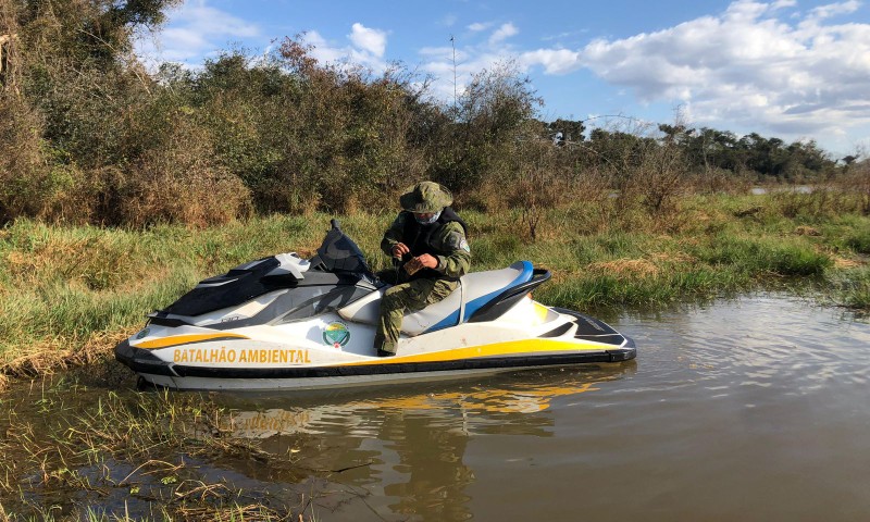 Brigada Militar realiza patrulhamento aquático preventivo na Barragem de Ernestina