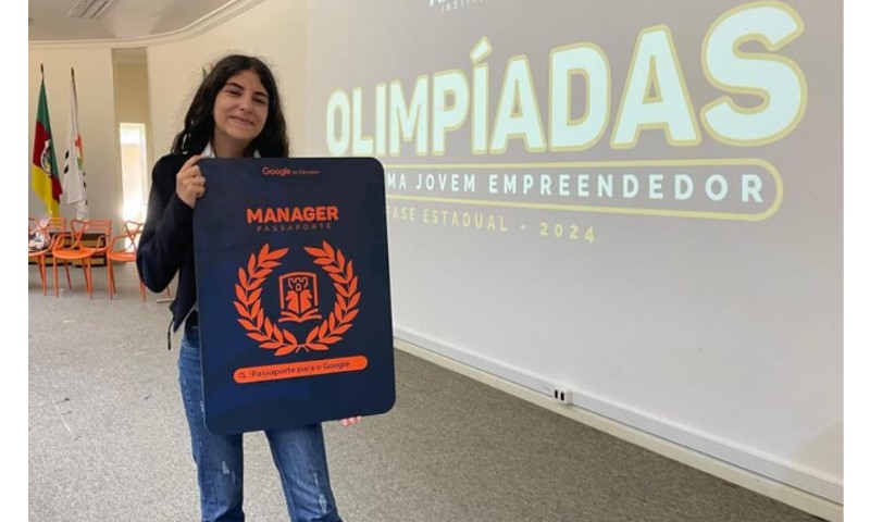 Marau: aluna de escola municipal conquistou 1º lugar nas Olimpíadas Jovem Empreendedor, em parceria com o Google